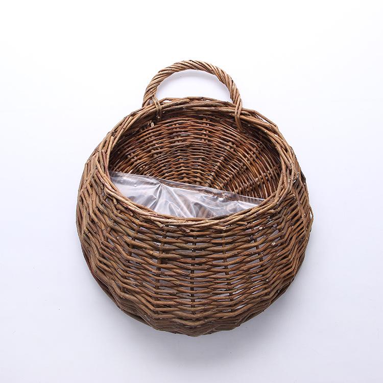 Wall Hanging Woven Basket Flower Pot - Rattan, Willow & Straw Design