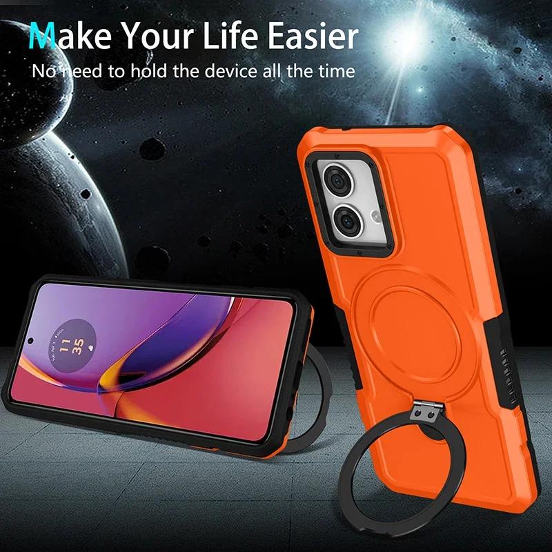 Etui odporne na wstrząsy do telefonu Motorola G84 G54 Armor Phone Cover z obrotowym pierścieniem podtrzymującym do Moto E32 E13 G22 G24 G34 G04 5G G14 E14