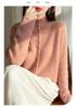Women's Velvet Cardigan: Cozy Half-High Collar, Loose Fit, Versatile Winter Sweater.
