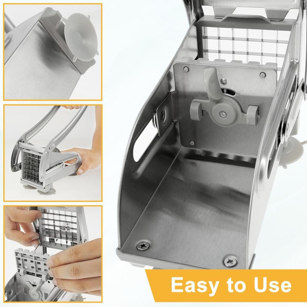 French Fries Cutter Stainless Steel Potato Slicer Quick-Cut Potato Slicer with 36 46 Hole Blade Manual Kitchen Tool