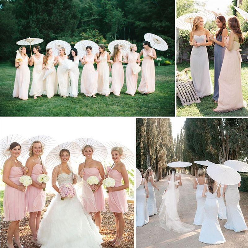 A84X-60Cm White Paper Parasol Wedding, Party Favors DIY Bamboo Umbrella, Bridal Show Centerpieces, Photo Props