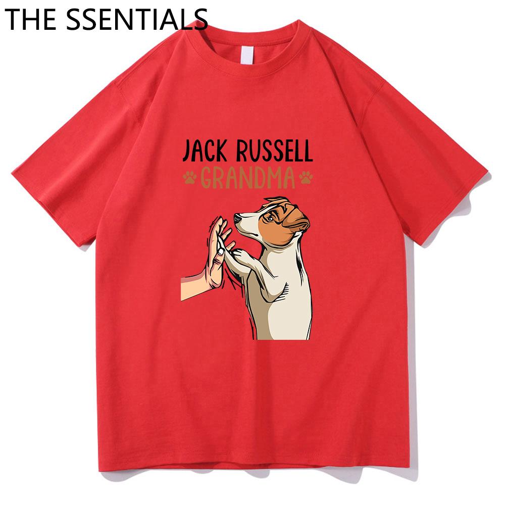 Jack Russell Terrier Mama T-Shirt Unisex Harajuku Lustige süße Hund Oma T-Shirts Unisex Cartoon Ästhetische Grafik Tägliche Baumwoll-T-Shirts