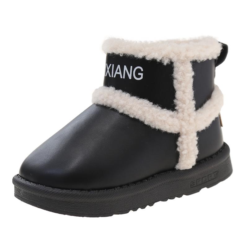 

Новые хлопковые ботинки для мальчиков и девочек, корейская версия новых нескользящих теплых зимних хлопковых сапог разных цветов 26 чёрный