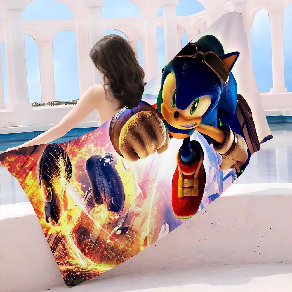 S-Sonic the Hedgehog Cartoon Microfiber Beach Towel Absorbent Quick dry Soft Yoga Swimming Resort Mountain Climbing Towel