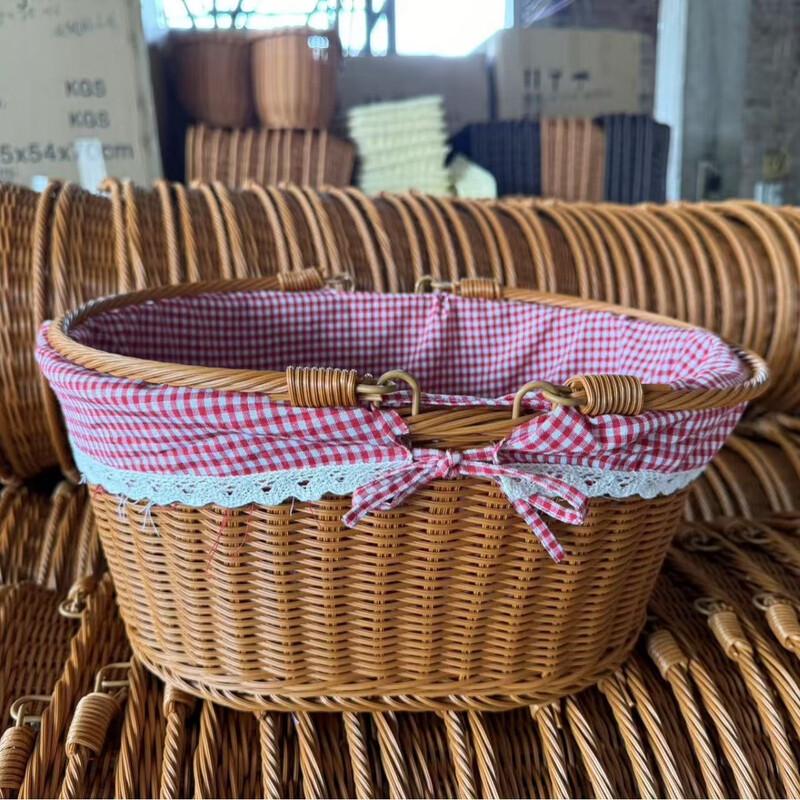 Hand-Woven Rattan Picnic & Storage Basket