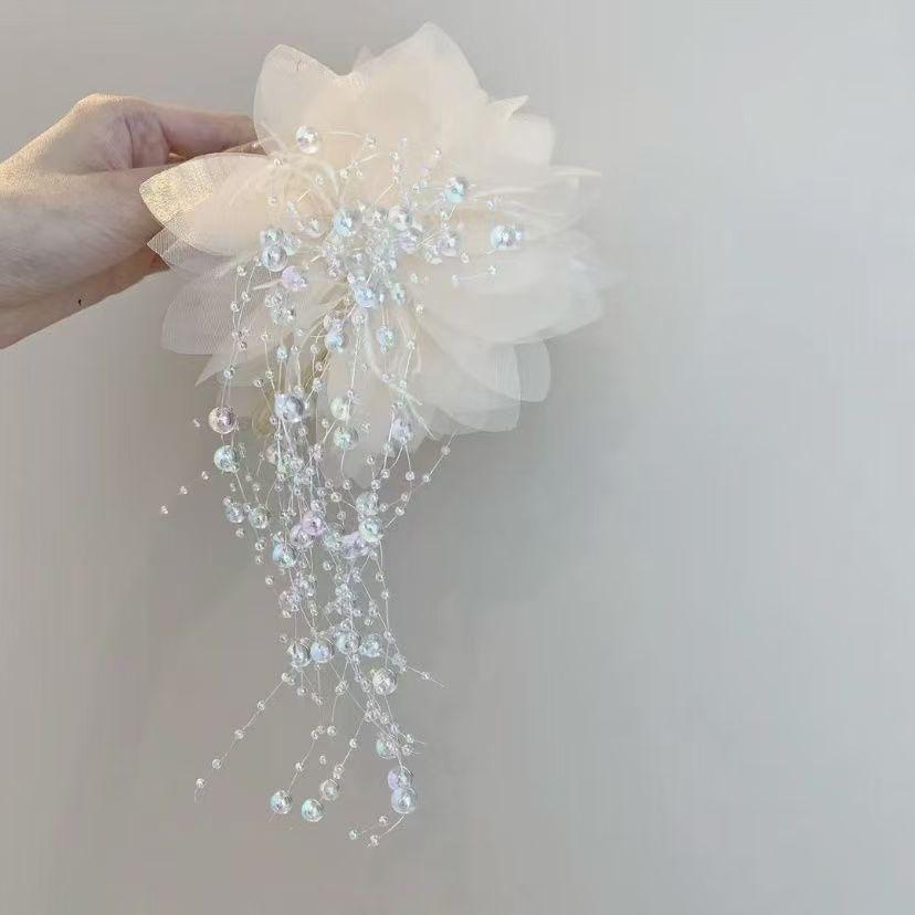 

Акриловая ткань сетчатая пряжа цветок заколка для волос темпераментная универсальная задняя пластина для головы заколка сладкая нишевая прическа аксессуары для волос женщина