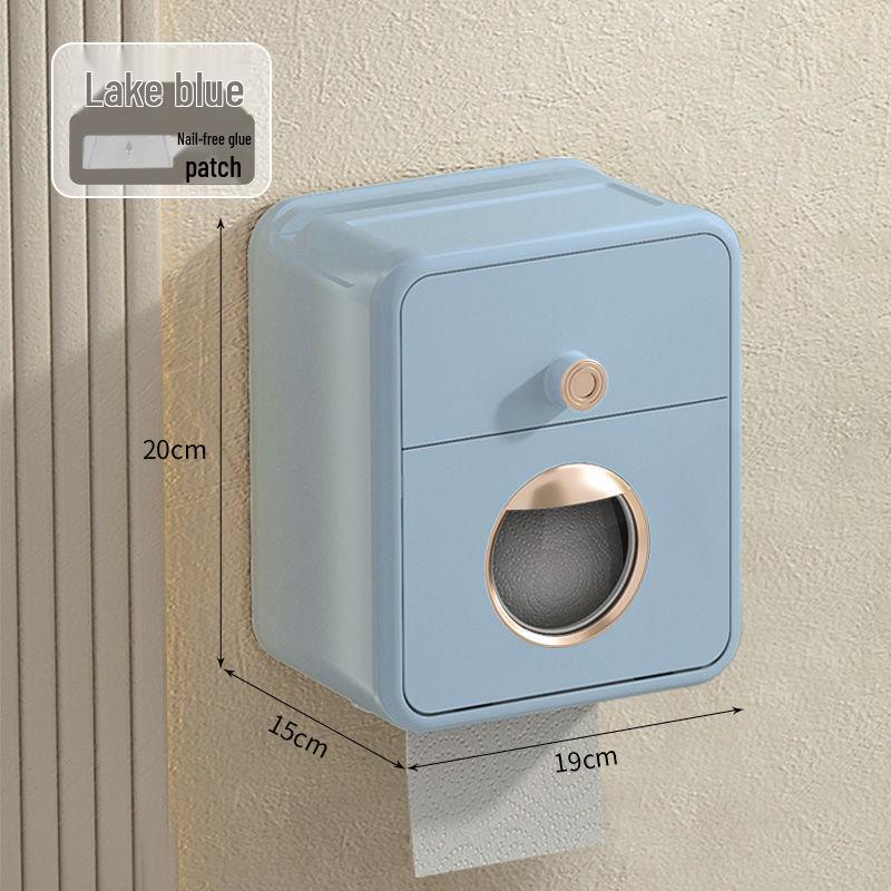 Wall-Mounted Waterproof Bathroom Tissue Box - Punch-Free Toilet Paper Storage Rack