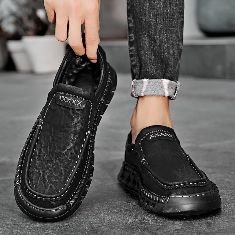 Classic Handmade Casual Leather Shoes Men Loafers Comfortable Moccasins Men Flats Shoes Genuine Leather Men Shoes