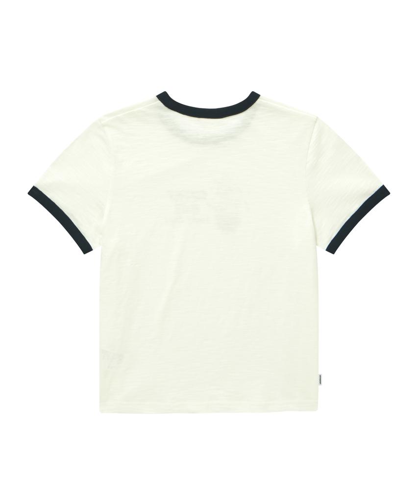 COVERNAT WOMAN Elephant Graphic Ringer T-Shirt Off White