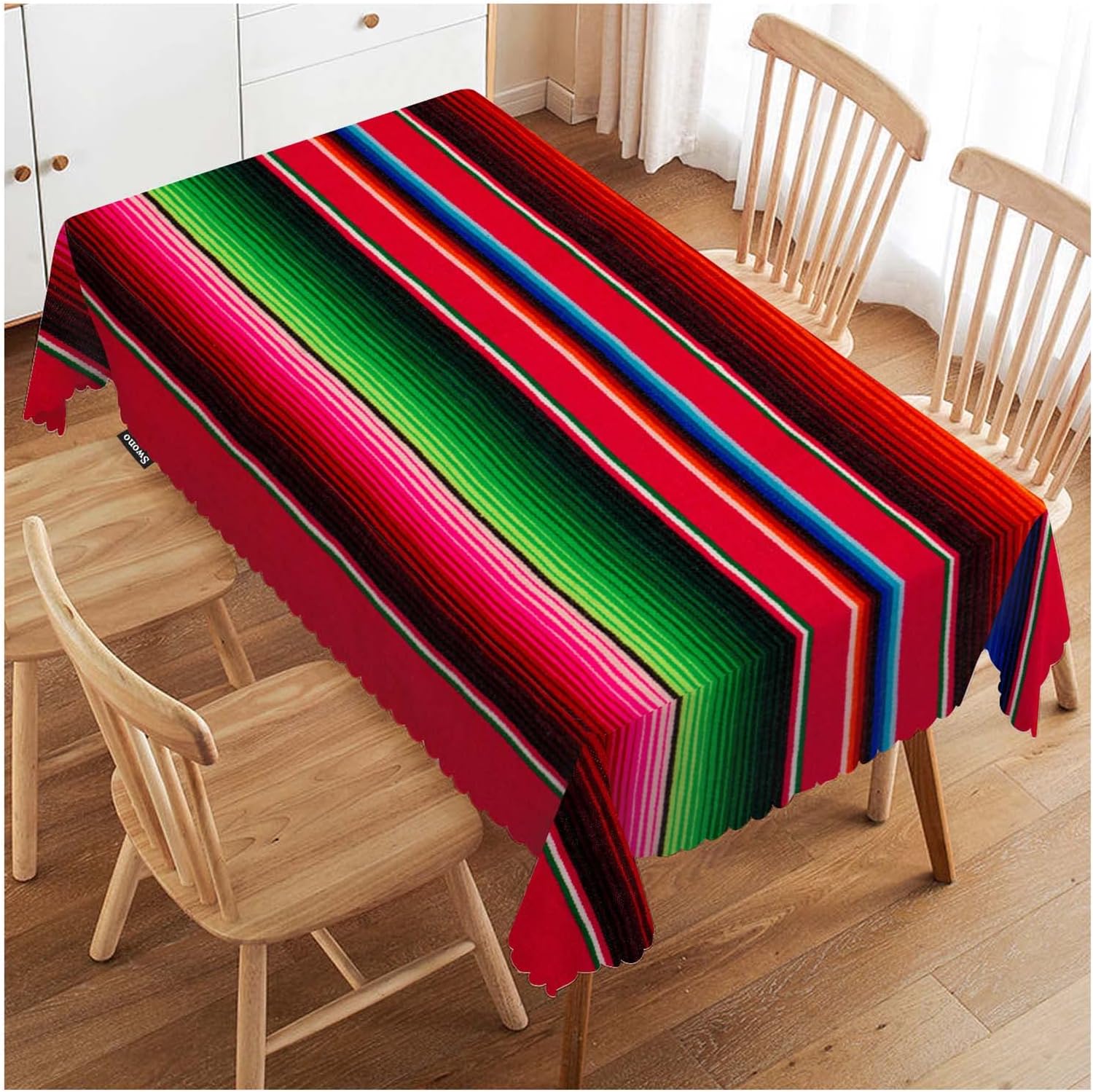 Mexicaans Kleurrijk Streep Patroon Rechthoekig Tafelkleed Feest Decoratie Herbruikbaar Waterdicht Tafelkleed Keuken Eetkamer Tafel Decoraties 100x160cm