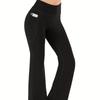 High-Waisted Flare Yoga Pants with Pockets - Butt-Lifting & Sweat-Wicking for Running