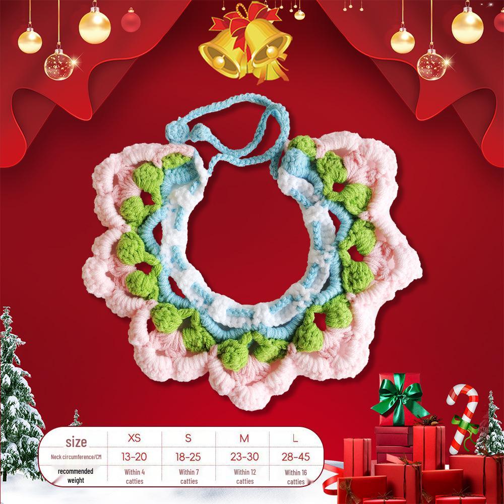 Weihnachts-Strickschal für Haustiere & Katzen-Lätzchen-Anhänger