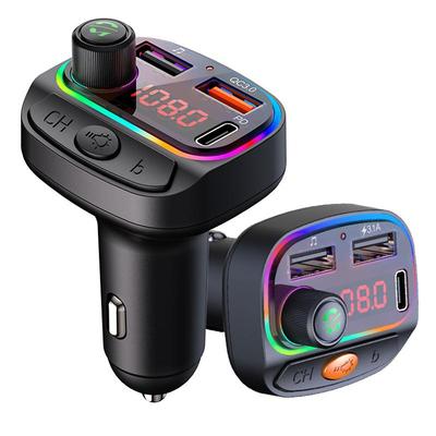 Bluetooth-MP3-Player fürs Auto, schnelles Aufladen, bunte Lichter, Multifunktions-FM-Transmitter mit QC3.0-Ladegerät