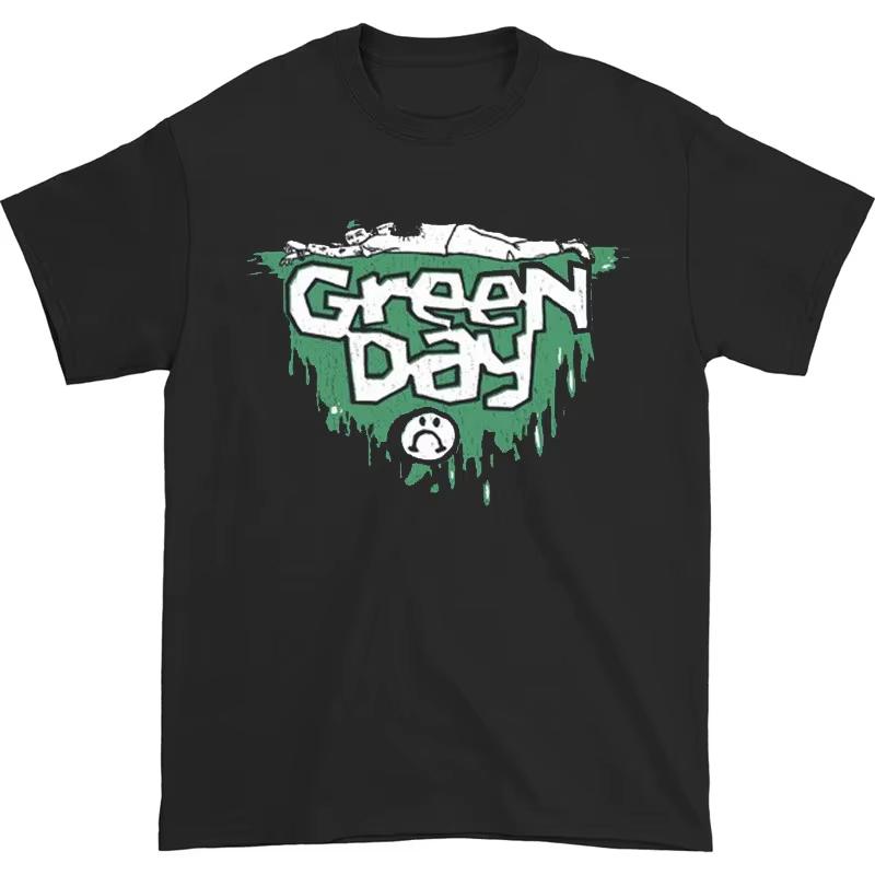 2026 Green Day Band Illustration Fun Music Album American Retro Punk Loose Unisexs and Womens Printed Tshirt Ins Y2k