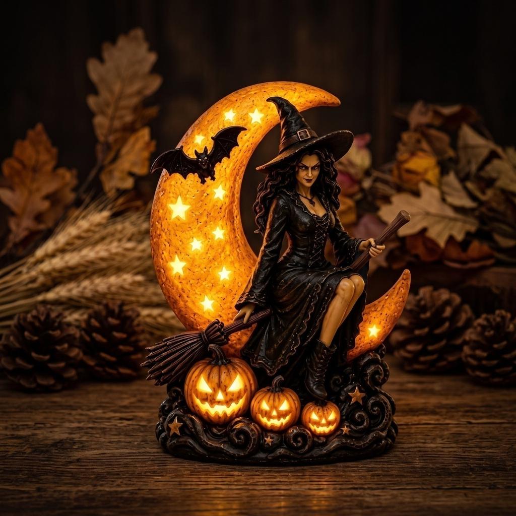 Halloween Witch Lamp - Decorative Table Light for Holiday Home Decor (1 Count)