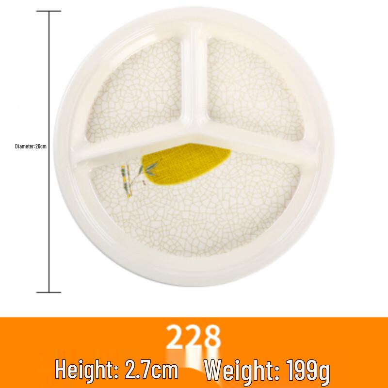 Melamine Round Three-Compartment Dining Tray