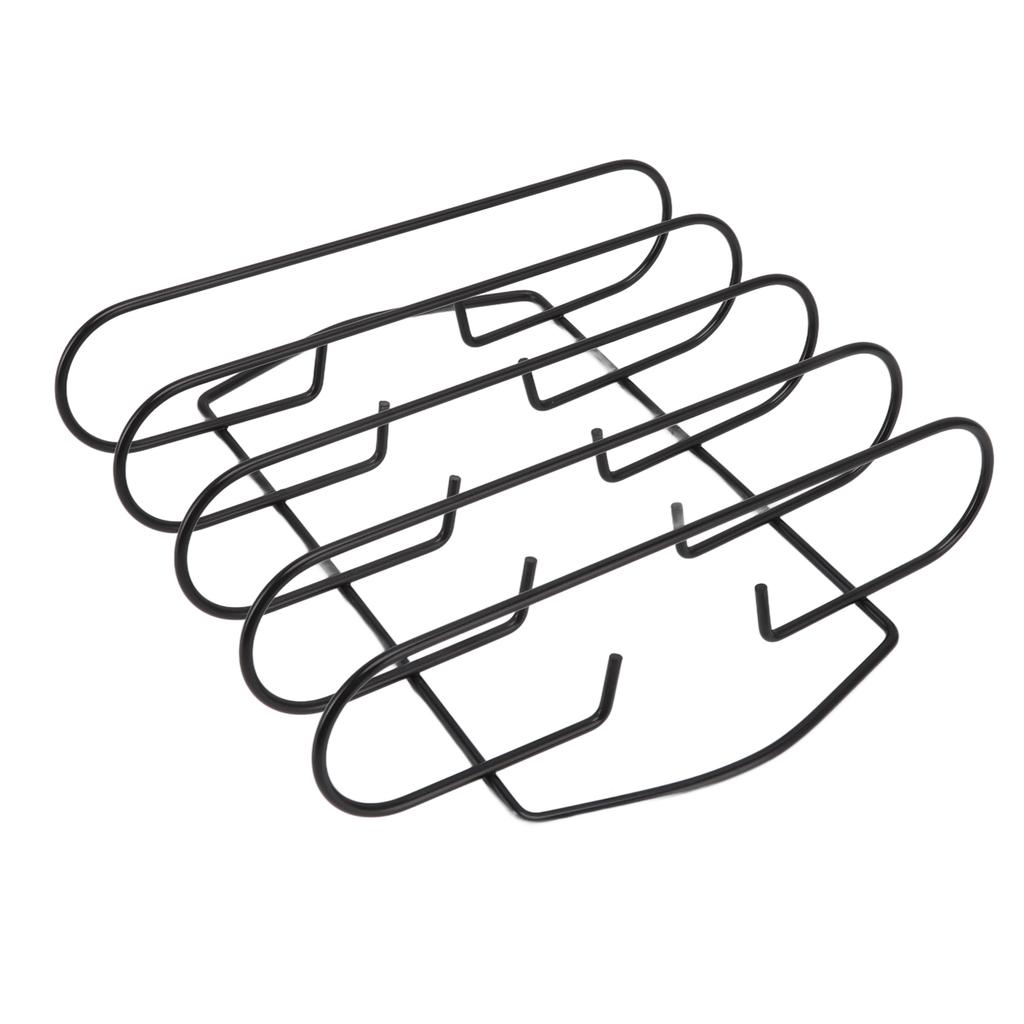 BBQ Rib Rack Iron Non Stick Grilling Rib Stand Black Barbecue Grill for Steak Lamb Chops Outdoor