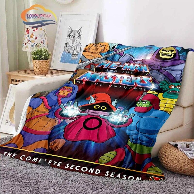 Science fiction adventure cartoon Masters of the Universe Cashmere Blanket 3D Printed He-Man Cartoon Flannel Bedspread camping