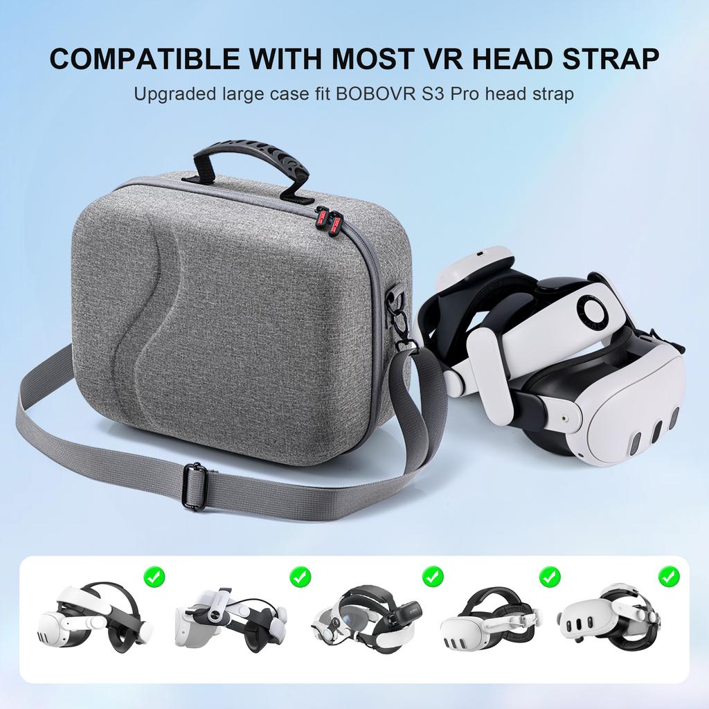 DEVASO Universal Large Carrying Case for Meta Quest 3 VR Head Strap/Headset/Controllers Storage Bag for All Size VR Head Strap