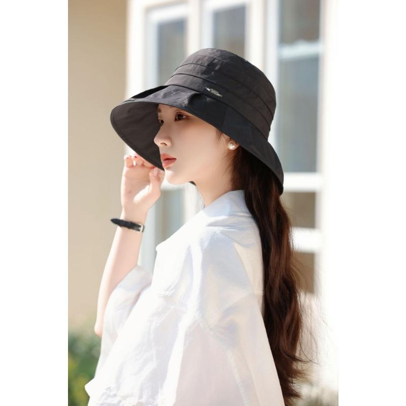 Bucket hat women's new lightweight sunscreen visor bucket hat niche pleated summer sun hat children