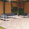 9 Pcs Garden Set with Cushions Solid Pine Wood