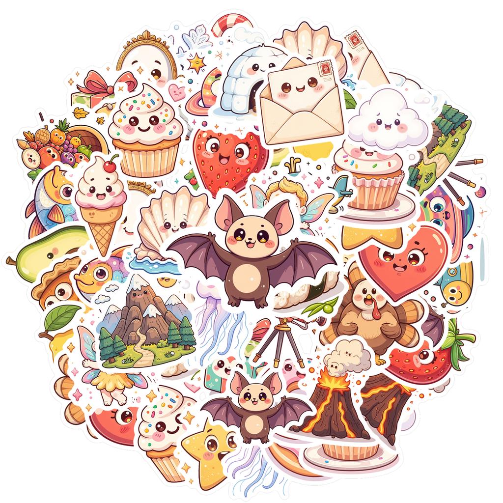 35-100pcs Cartoon Stickers Kawaii Cute Waterproof Graffiti Aesthetics Phone Laptop Diary Guitar Suitcase Sticker Decals