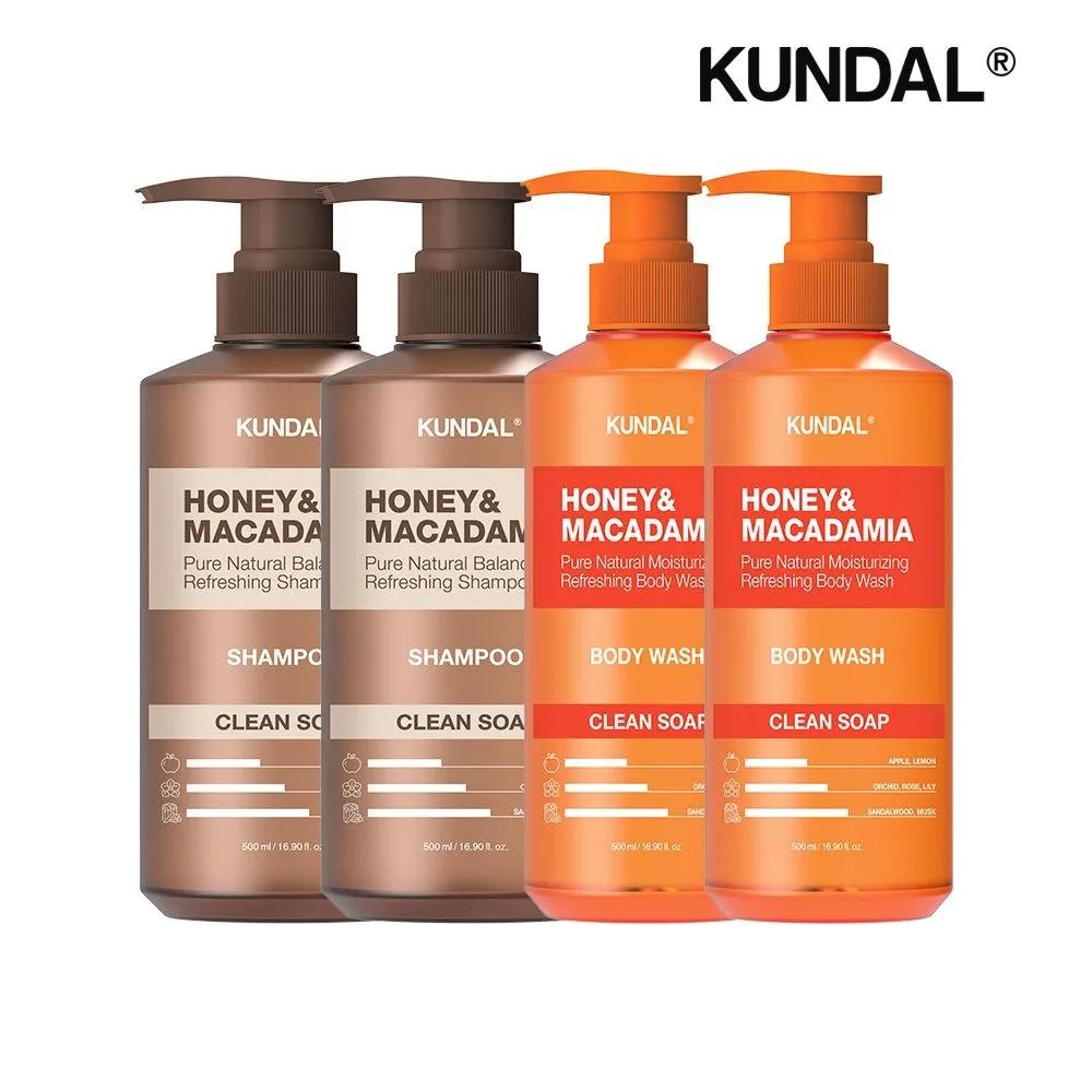 KUNDAL Nature Shampoo Clean Soap 500ml x2 + Body Wash Clean Soap 500ml x2