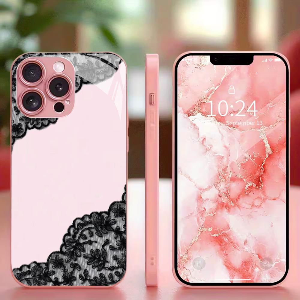 Trendy Pink Clear with Black Phone Case Mobile Phones for Iphone 17 Pro Max Cover Glass for iPhone 17 16 15 14 13 12 Pm Pro Plus