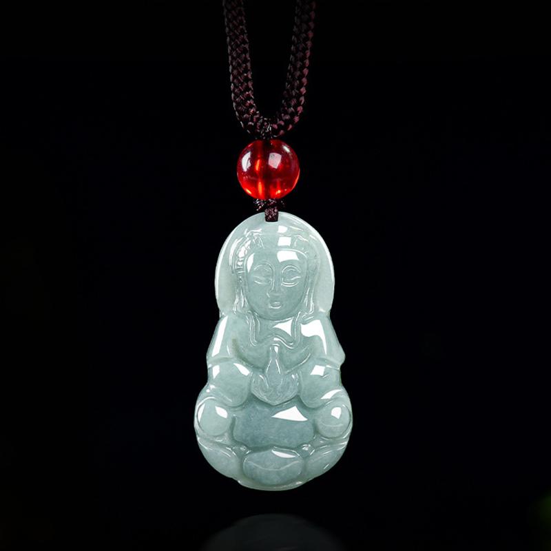1Pcs Accessories Burmese Jade Stone Myanmar Jadeite Guanyin Pendant Necklace Vintage Natural Gemstone Jewelry