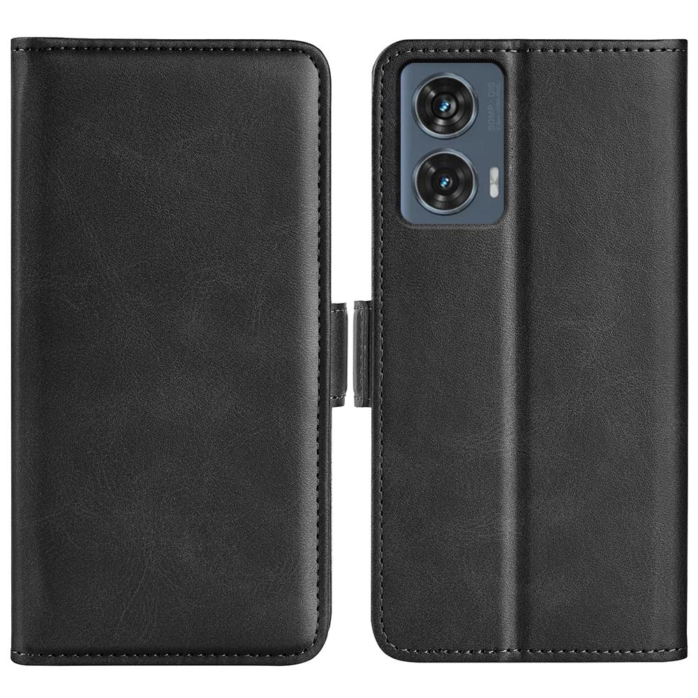 

For Motorola Edge 50 Fusion 5G Case Card Slots PU Leather Wallet Phone Cover Black