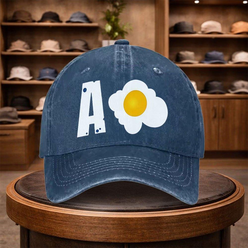 A Baseball Cap with a Fried Egg Print Perfect for Casual Outings This Stylish Adjustable Hat Is Suitable for Outdoor Activitie