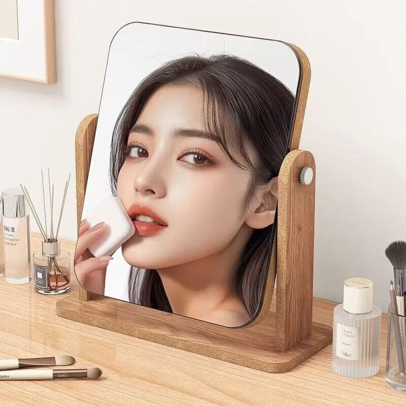 

Wooden Rotating Desktop Makeup Mirror