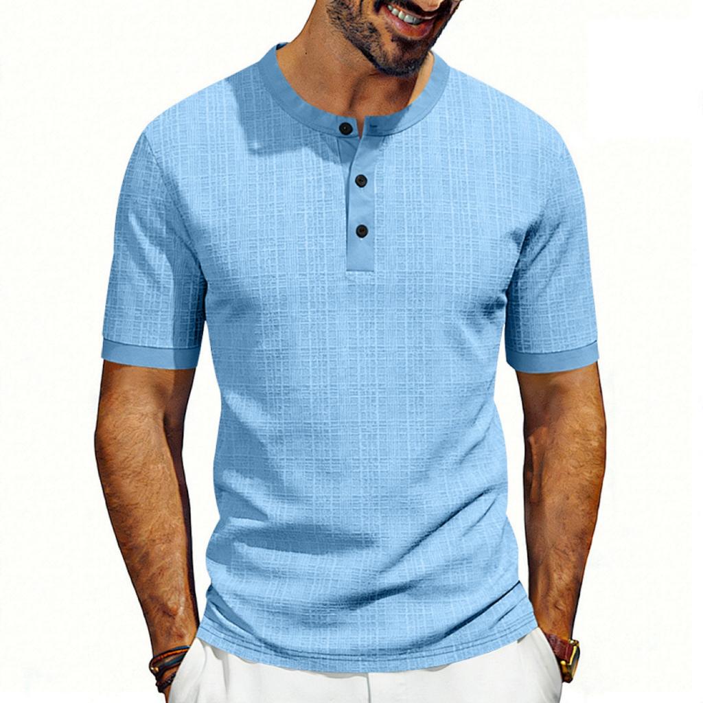Men’s Short Sleeve Henley Shirt Casual Button Down Linen T Shirt Lightweight Breathable Summer Top for Everyday Wear