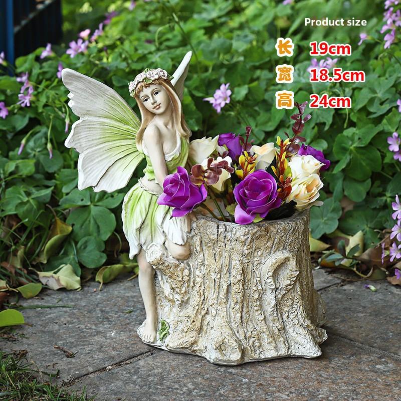 European Style Flower Fairy Resin Statue Creative Garden Decor Handcrafted Ornament for Home