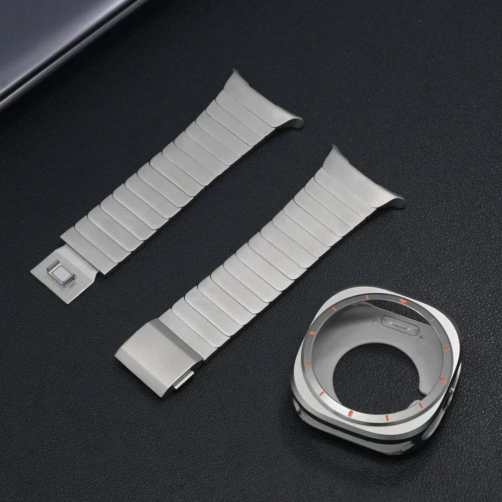 Titanium Band Aluminum Alloy Case for Samsung Galaxy Ultra Watch 47mm Magnetic Strap for GALAXY Ultra 7 Men Bracelet Accessories