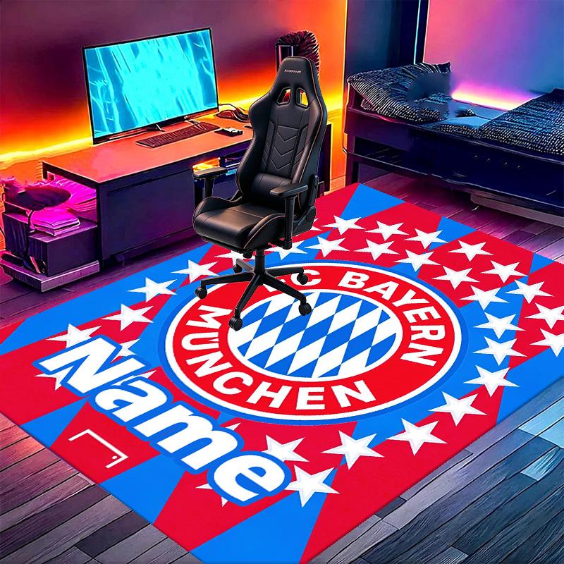 Custom Name Personalized FC Bayern Print Carpet, Versatile Home Decor Rug, for Playroom, Apartment, Balcony, Entryway, Hallway Gift