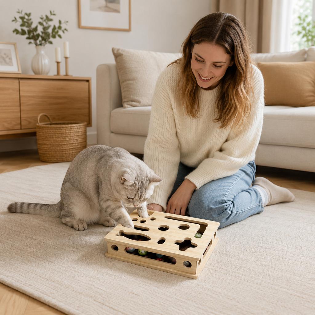 Interactive Scratcher Puzzle Toy Box for Cats