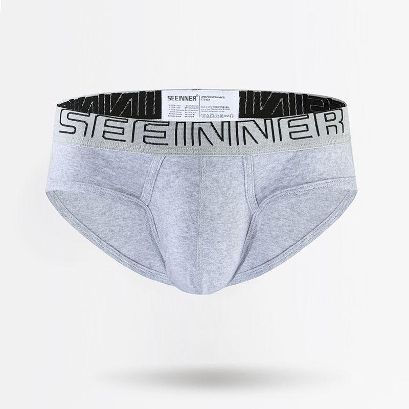 SEEINNER Men's Ribbed Cotton Wide Waist Triangle Sport Underwear