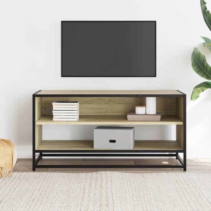 VidaXL TV Cabinet Sonoma Oak 91x40x46 Cm Engineered Wood and Metal, TV Stand, Hi-fi Cabinet, Entertainment Center, Sideboard 848885