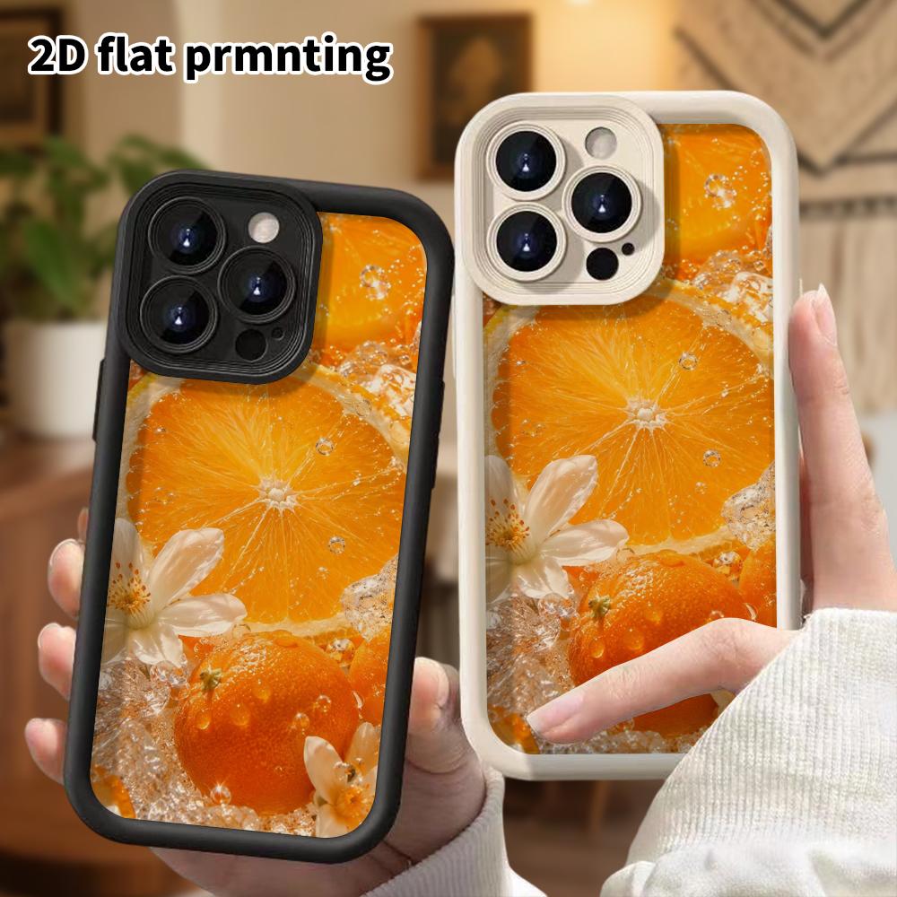 Phone Case: 2D flat, suitable for iPhone 18 17 16 15 14 13 Pro protective case, ice orange floral still life, perfect Christmas and Halloween holiday 