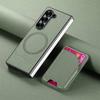 2 In 1 Magnetic Card Bag Leather Cover for Samsung Z Fold 7 Fold6 Fold5 Fold4 Fold3 Magsafe Shockproof Matte Case Funda