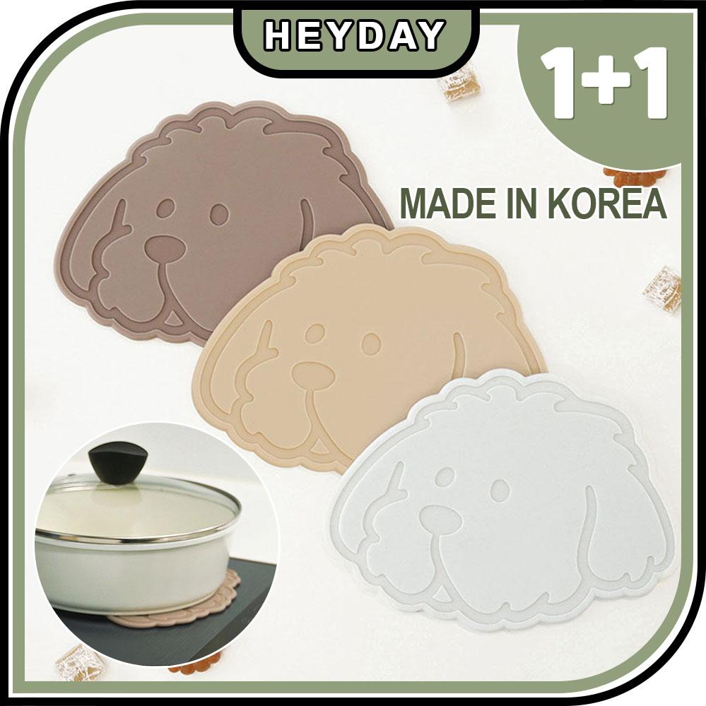 

[Made in KOREA] [1+1] Silicone (Puppy/Square/Circle) Heat Resistant Mat Non-Slip Induction Mat Kitchen Accessories BROWNIE 2 pcs