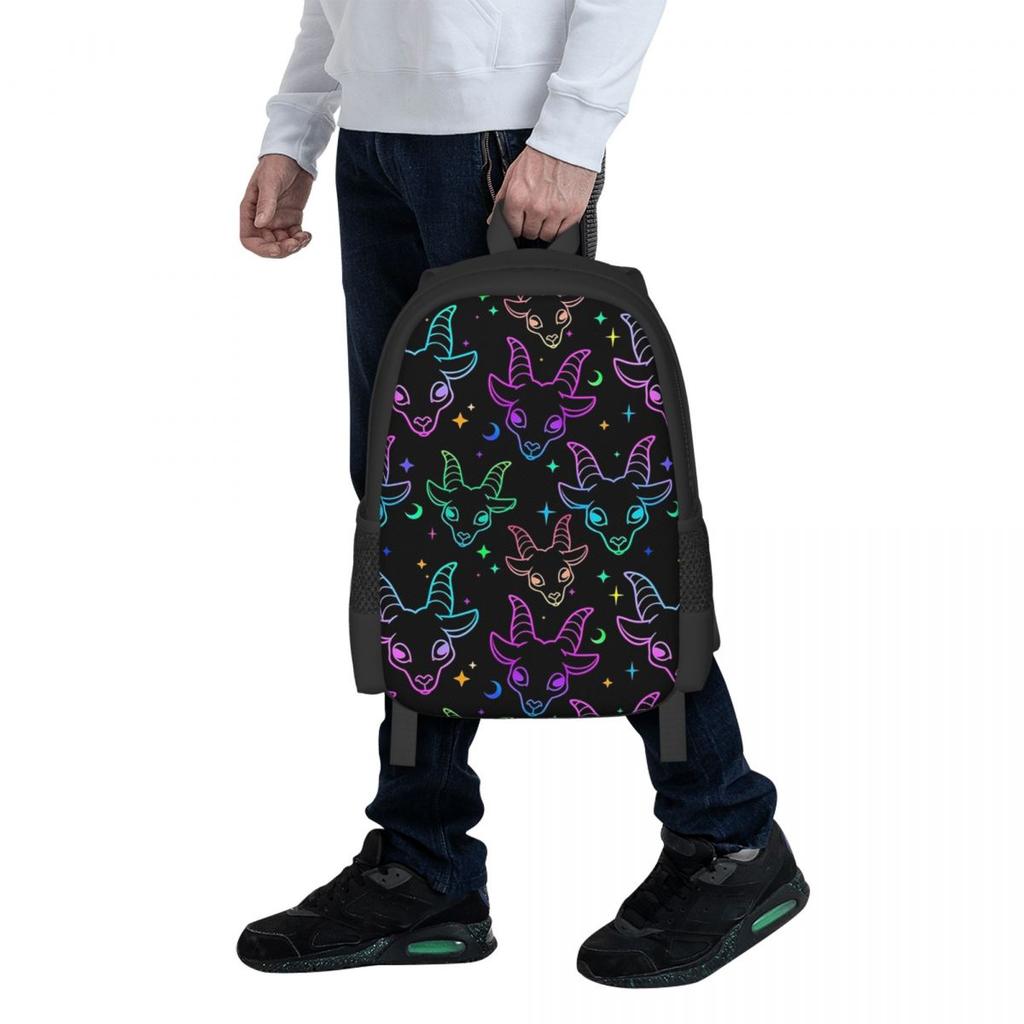 Little BaphometPastel Goth Kawaii Pastel Creepy Student Backpack School Bag Hiking Travel Daypack for Bookbag Shoulder Bags