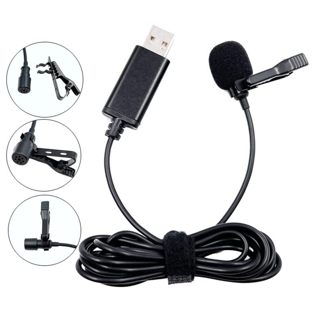 Mini Portable Lavalier Microphone USB Hands-free Cord Line Omnidirectional Microphone for Computer Laptop Mobile Phone