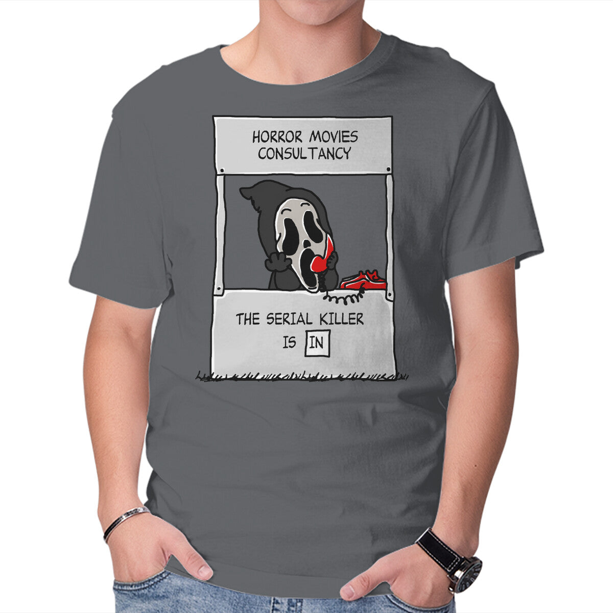 Unisex Crew Neck T-Shirt Horror Movies Consultancy Graphic Short Sleeve Casual Tee L