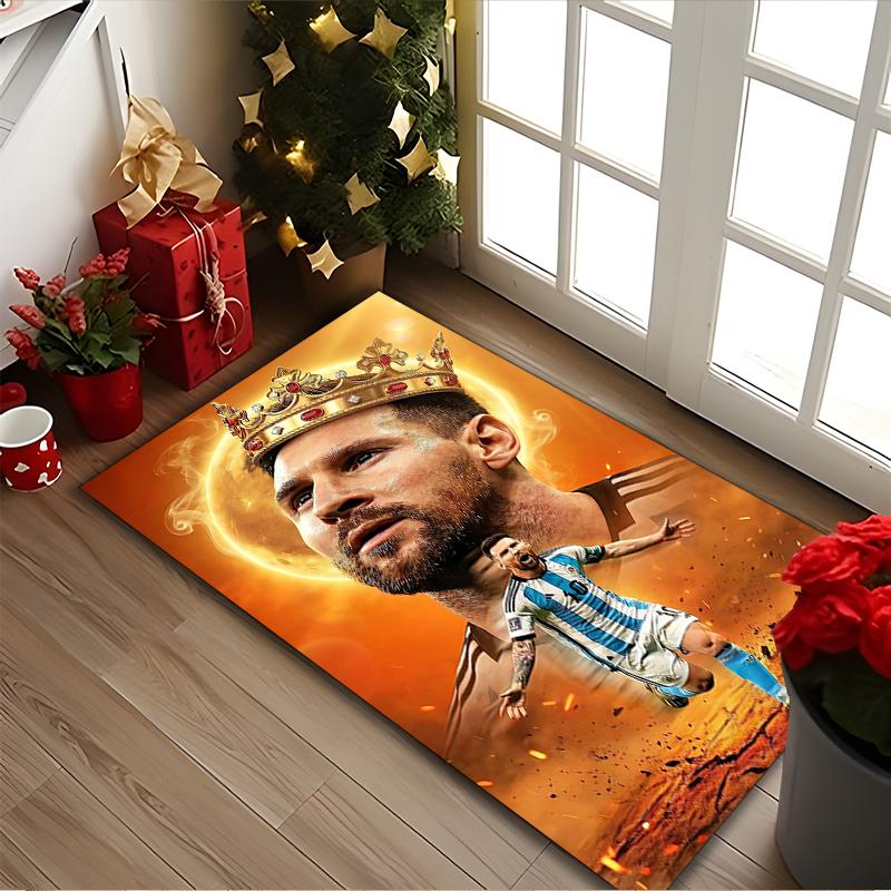 1pc Football Star Messi Printed Chair Rug for Home Office Use, Living Room Kitchen Game Room Area Carpet