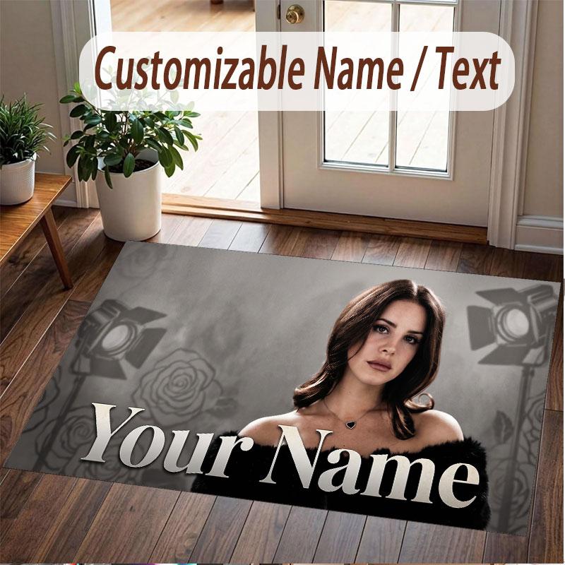 Custom Name Crystal Velvet Rug,Lana Del Rey Comfortable Anti Slip Floor Mat For Room Decoration