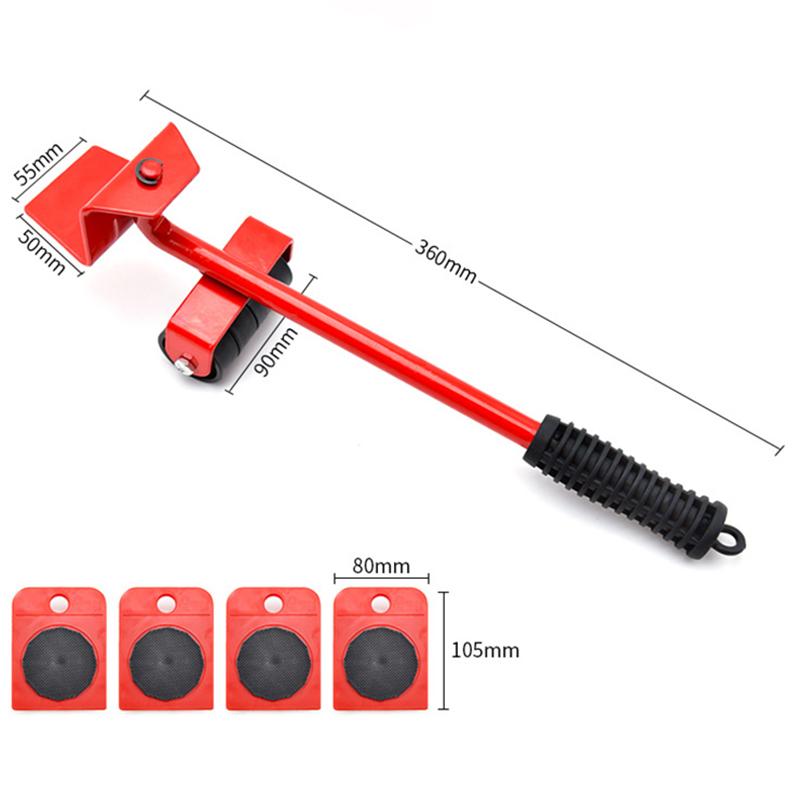 5Pcs Set Multifunctional Furniture Moving Caster Laborsaving Set of Heavyduty Pulleys for Transporting Wheels for Furnitur Tools