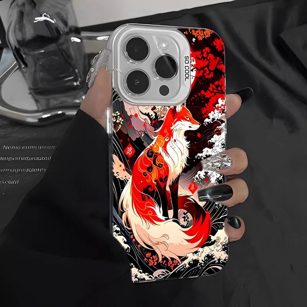 Cartoon Animal Fox Phone Case For IPhone 17 16 15 14 11 12 13 Pro Max Pro Plus Colored Silver Cover