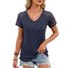 2026 Spring/Summer New Solid Color V-Neck Loose Lace Short-Sleeve T-Shirt for Women